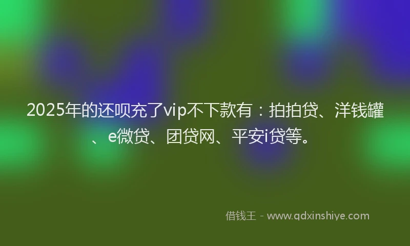 2025年的还呗充了vip不下款有：拍拍贷、洋钱罐、e微贷、团贷网、平安i贷等。