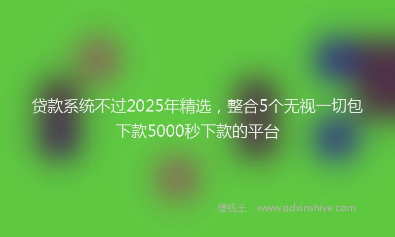 贷款系统不过2025年精选，整合5个无视一切包下款5000秒下款的平台