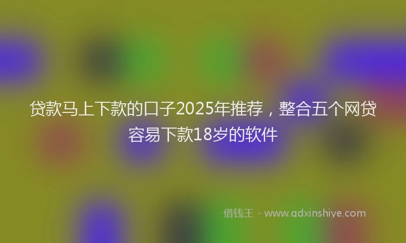 贷款马上下款的口子2025年推荐，整合五个网贷容易下款18岁的软件