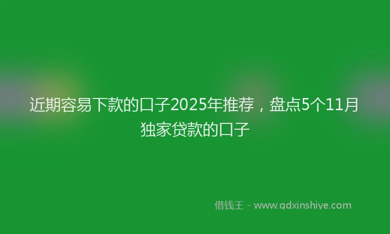 近期容易下款的口子2025年推荐，盘点5个11月独家贷款的口子