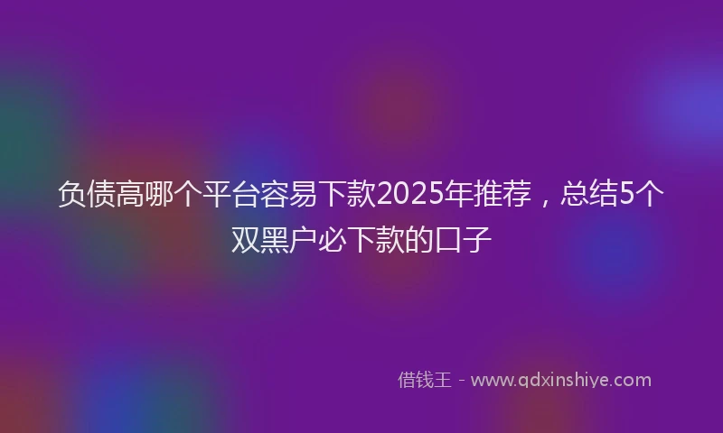 负债高哪个平台容易下款2025年推荐，总结5个双黑户必下款的口子