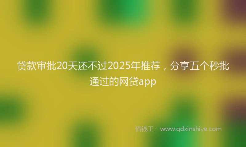 贷款审批20天还不过2025年推荐，分享五个秒批通过的网贷app