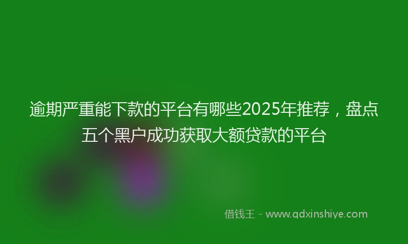 逾期严重能下款的平台有哪些2025年推荐，盘点五个黑户成功获取大额贷款的平台