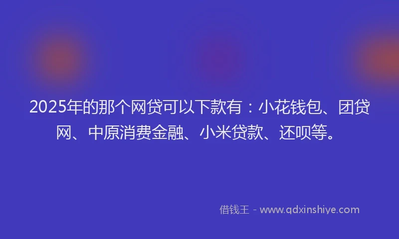 2025年的那个网贷可以下款有：小花钱包、团贷网、中原消费金融、小米贷款、还呗等。