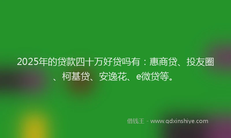 2025年的贷款四十万好贷吗有：惠商贷、投友圈、柯基贷、安逸花、e微贷等。