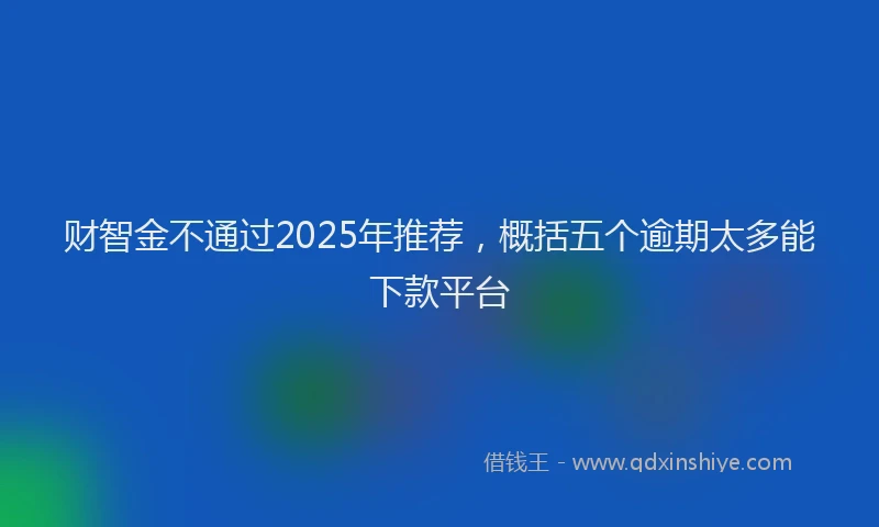 财智金不通过2025年推荐，概括五个逾期太多能下款平台