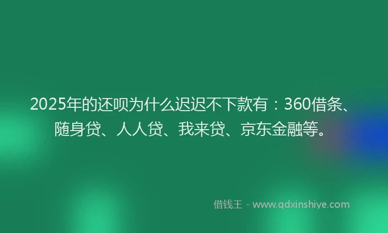 2025年的还呗为什么迟迟不下款有：360借条、随身贷、人人贷、我来贷、京东金融等。