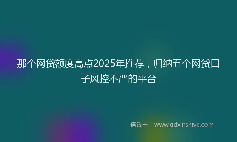那个网贷额度高点2025年推荐，归纳五个网贷口子风控不严的平台