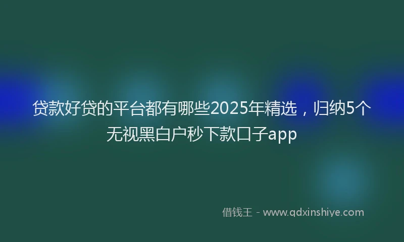 贷款好贷的平台都有哪些2025年精选，归纳5个无视黑白户秒下款口子app