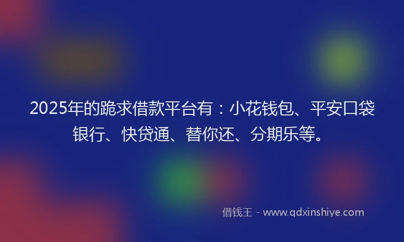 2025年的跪求借款平台有：小花钱包、平安口袋银行、快贷通、替你还、分期乐等。