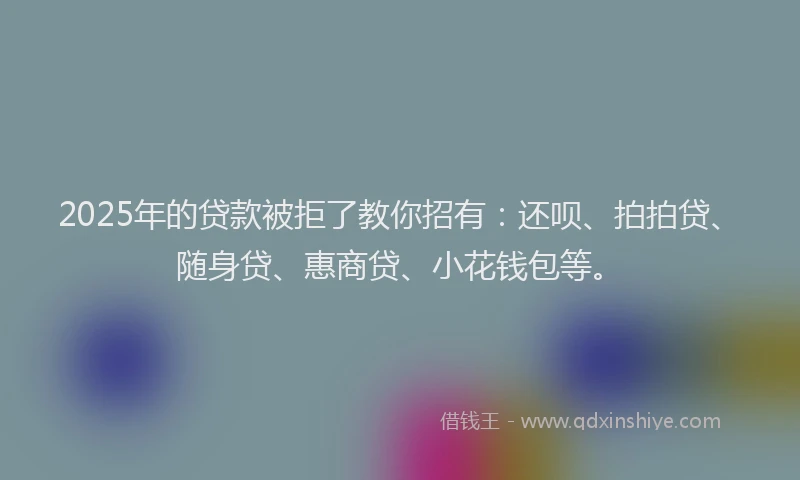 2025年的贷款被拒了教你招有：还呗、拍拍贷、随身贷、惠商贷、小花钱包等。