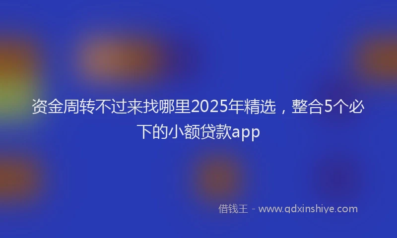 资金周转不过来找哪里2025年精选，整合5个必下的小额贷款app