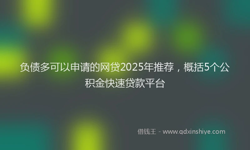 负债多可以申请的网贷2025年推荐，概括5个公积金快速贷款平台