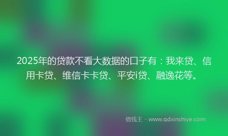 2025年的贷款不看大数据的口子有：我来贷、信用卡贷、维信卡卡贷、平安i贷、融逸花等。
