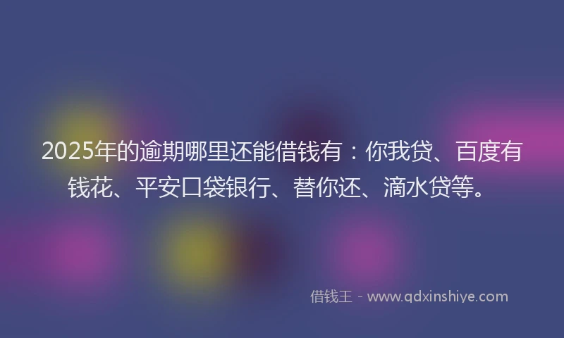 2025年的逾期哪里还能借钱有：你我贷、百度有钱花、平安口袋银行、替你还、滴水贷等。