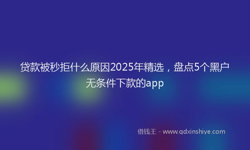 贷款被秒拒什么原因2025年精选，盘点5个黑户无条件下款的app