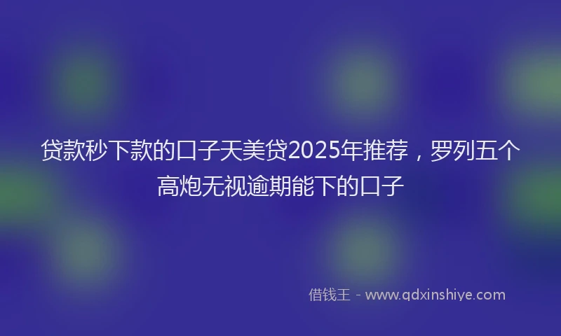 贷款秒下款的口子天美贷2025年推荐，罗列五个高炮无视逾期能下的口子