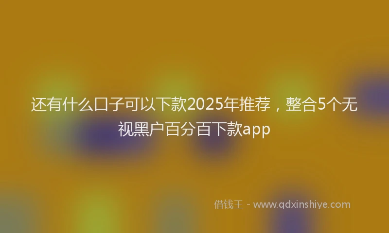 还有什么口子可以下款2025年推荐，整合5个无视黑户百分百下款app