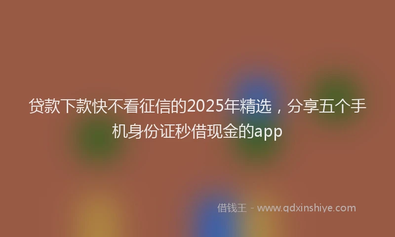 贷款下款快不看征信的2025年精选，分享五个手机身份证秒借现金的app