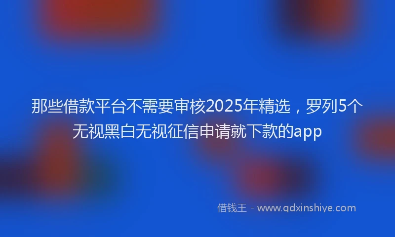 那些借款平台不需要审核2025年精选，罗列5个无视黑白无视征信申请就下款的app