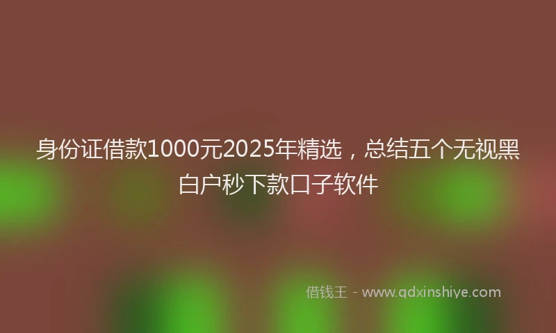 身份证借款1000元2025年精选，总结五个无视黑白户秒下款口子软件