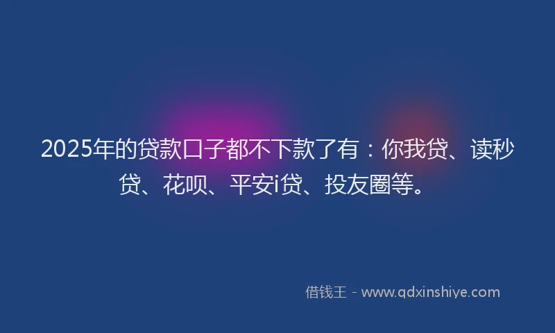 2025年的贷款口子都不下款了有：你我贷、读秒贷、花呗、平安i贷、投友圈等。