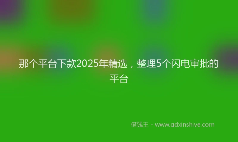 那个平台下款2025年精选，整理5个闪电审批的平台