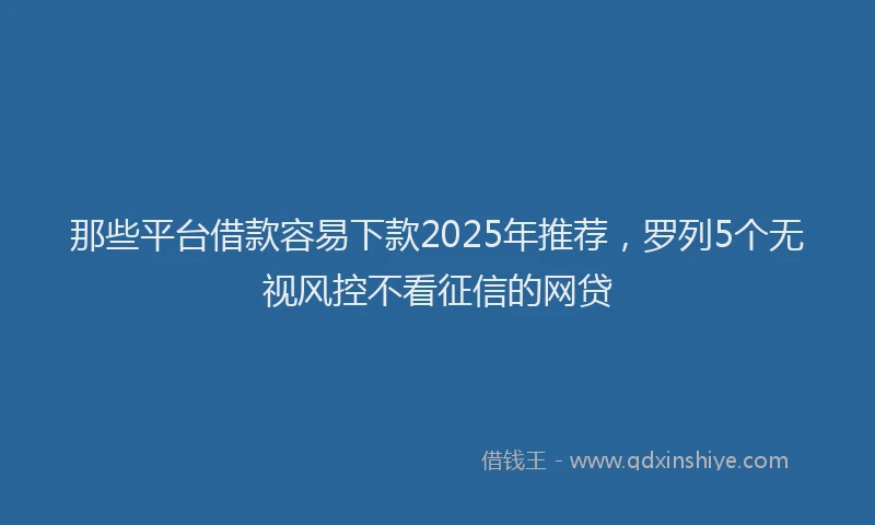那些平台借款容易下款2025年推荐，罗列5个无视风控不看征信的网贷