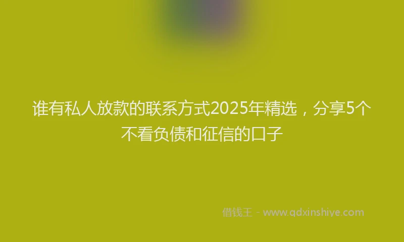 谁有私人放款的联系方式2025年精选，分享5个不看负债和征信的口子