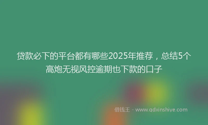 贷款必下的平台都有哪些2025年推荐，总结5个高炮无视风控逾期也下款的口子