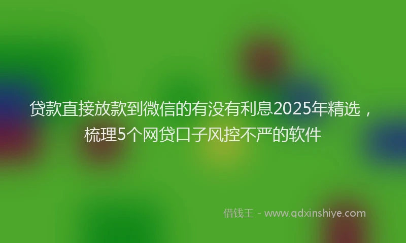 贷款直接放款到微信的有没有利息2025年精选，梳理5个网贷口子风控不严的软件