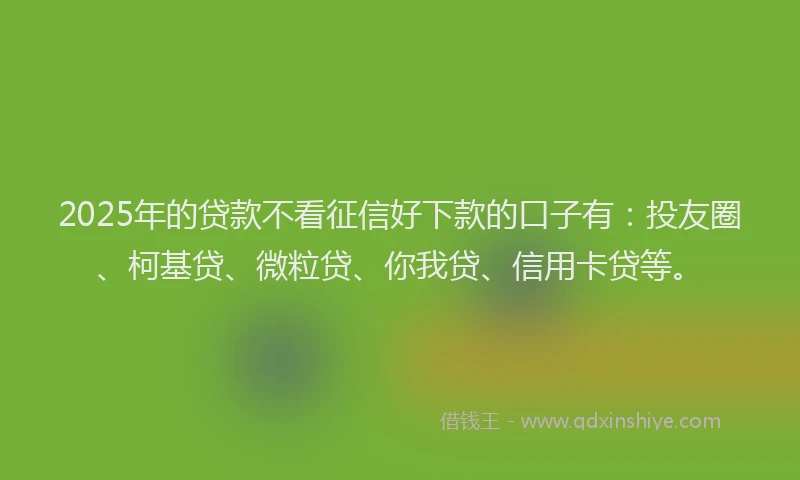 2025年的贷款不看征信好下款的口子有：投友圈、柯基贷、微粒贷、你我贷、信用卡贷等。