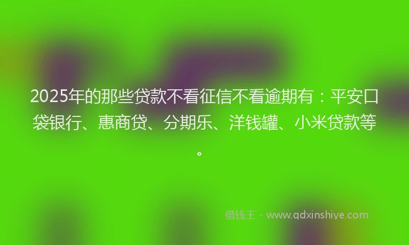 2025年的那些贷款不看征信不看逾期有：平安口袋银行、惠商贷、分期乐、洋钱罐、小米贷款等。