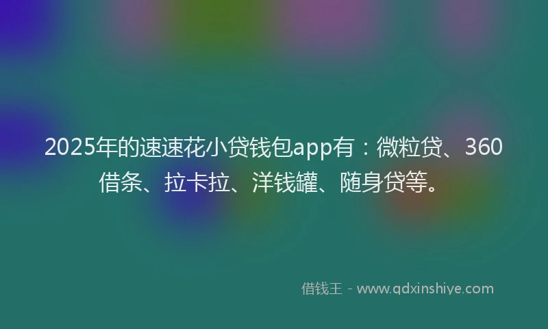2025年的速速花小贷钱包app有：微粒贷、360借条、拉卡拉、洋钱罐、随身贷等。