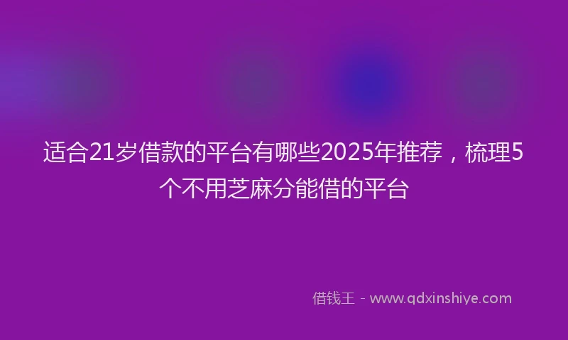 适合21岁借款的平台有哪些2025年推荐，梳理5个不用芝麻分能借的平台
