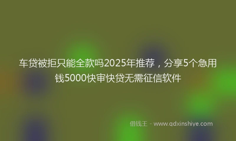 车贷被拒只能全款吗2025年推荐，分享5个急用钱5000快审快贷无需征信软件