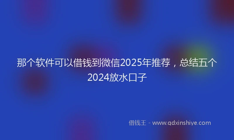 那个软件可以借钱到微信2025年推荐，总结五个2024放水口子