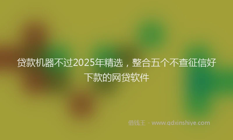贷款机器不过2025年精选，整合五个不查征信好下款的网贷软件