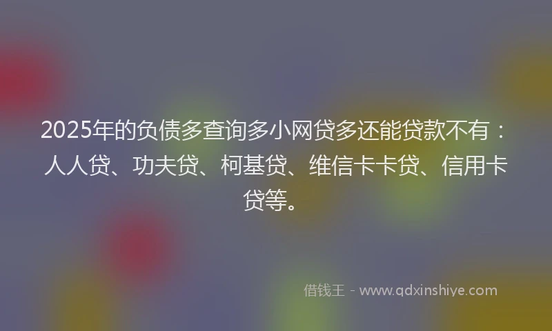2025年的负债多查询多小网贷多还能贷款不有：人人贷、功夫贷、柯基贷、维信卡卡贷、信用卡贷等。