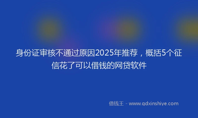 身份证审核不通过原因2025年推荐，概括5个征信花了可以借钱的网贷软件