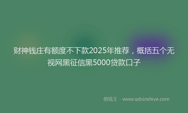 财神钱庄有额度不下款2025年推荐，概括五个无视网黑征信黑5000贷款口子