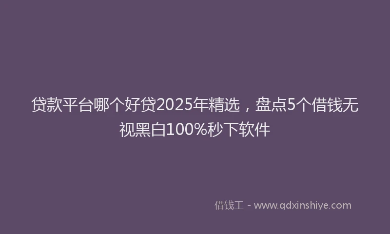 贷款平台哪个好贷2025年精选，盘点5个借钱无视黑白100%秒下软件