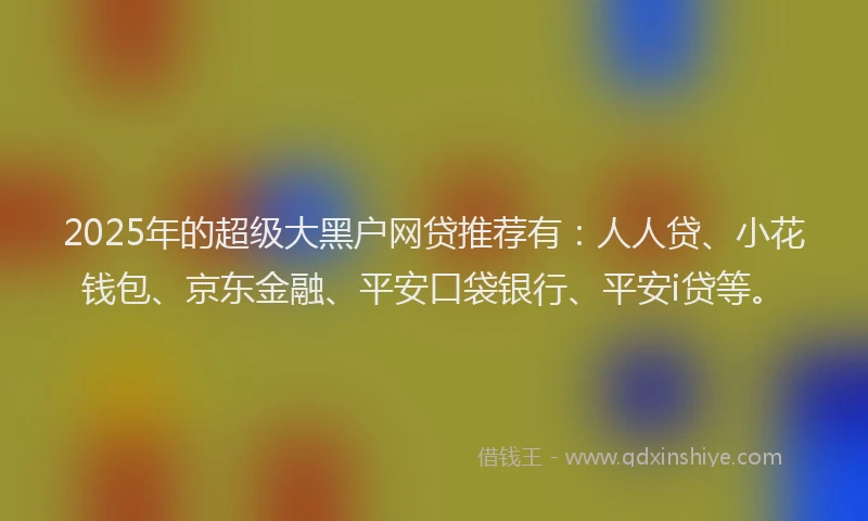 2025年的超级大黑户网贷推荐有：人人贷、小花钱包、京东金融、平安口袋银行、平安i贷等。