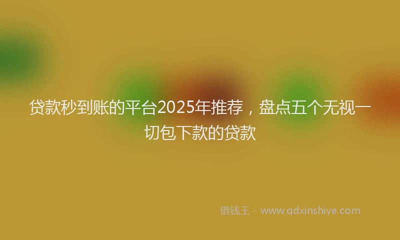 贷款秒到账的平台2025年推荐，盘点五个无视一切包下款的贷款