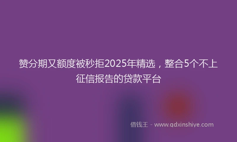 赞分期又额度被秒拒2025年精选，整合5个不上征信报告的贷款平台