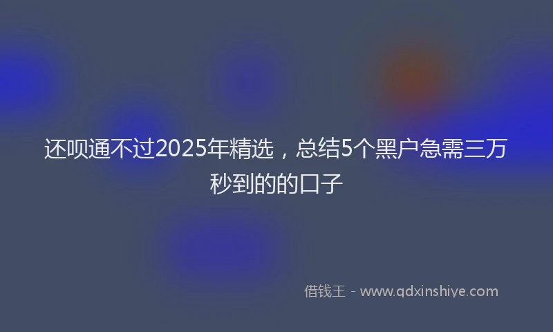 还呗通不过2025年精选，总结5个黑户急需三万秒到的的口子