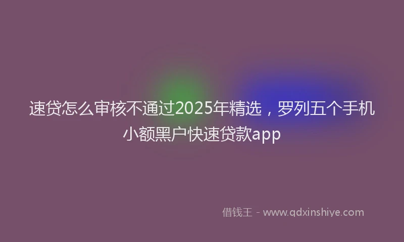 速贷怎么审核不通过2025年精选，罗列五个手机小额黑户快速贷款app