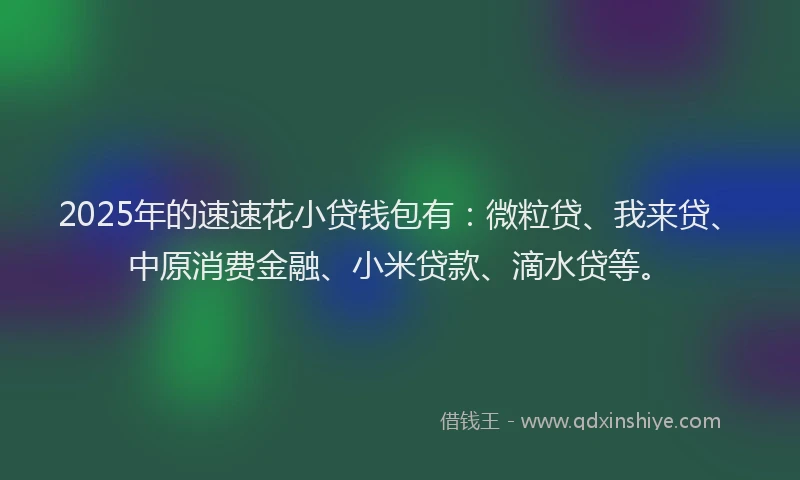 2025年的速速花小贷钱包有：微粒贷、我来贷、中原消费金融、小米贷款、滴水贷等。