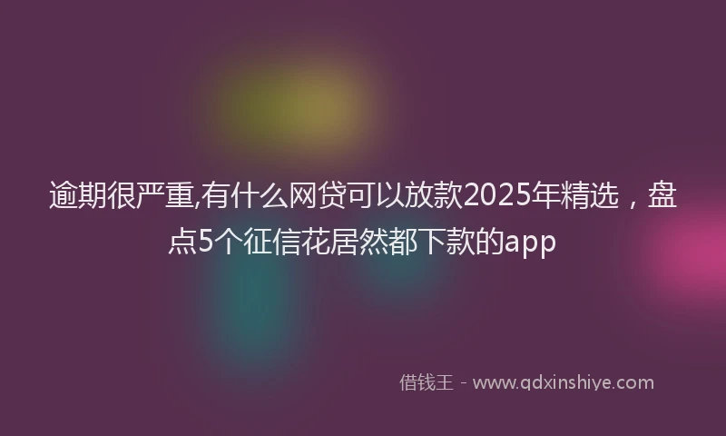 逾期很严重,有什么网贷可以放款2025年精选，盘点5个征信花居然都下款的app