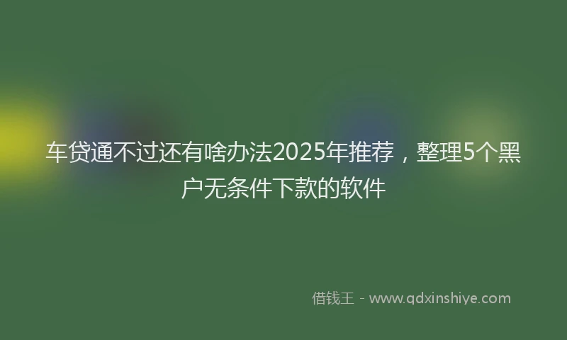 车贷通不过还有啥办法2025年推荐，整理5个黑户无条件下款的软件